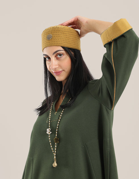 Reversible milton hat with embroidery with printed lining